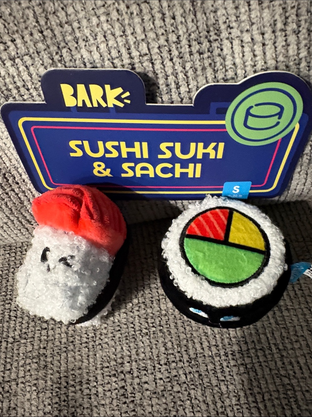 Bark Sushi Suki & Sachi Plush Toy Set - White, Red, Green, Yellow